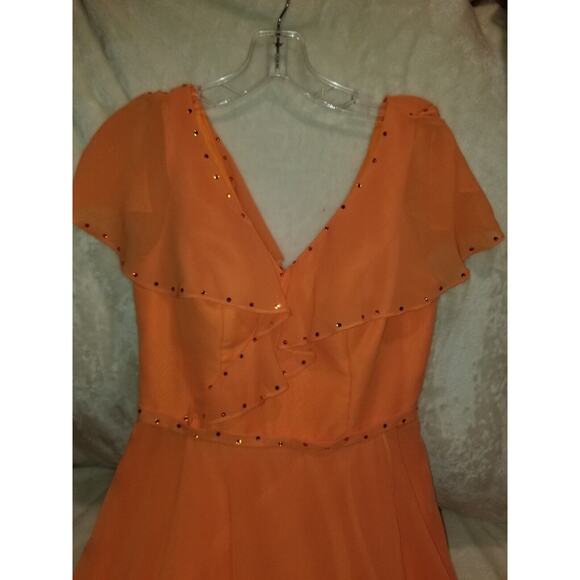 JJ’s House Dress Womens S Orange Mini Sequin Cocktail Formal Bright‎ EUC - Picture 3 of 11